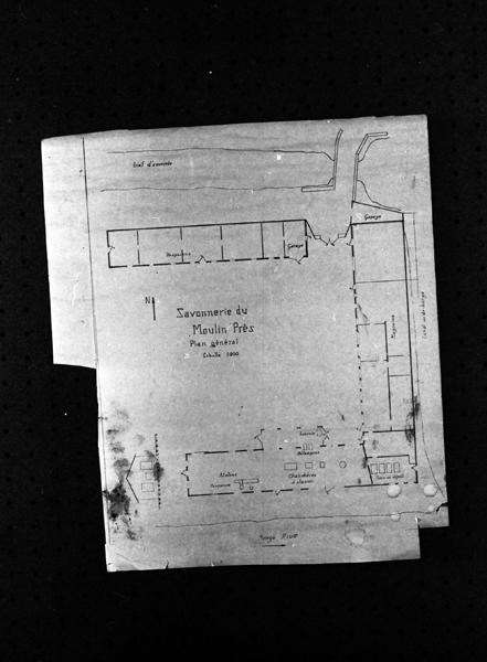 Savonnerie du Moulin-Prés Plan général, tirage sur papier, sn, sd[vers 1946?]