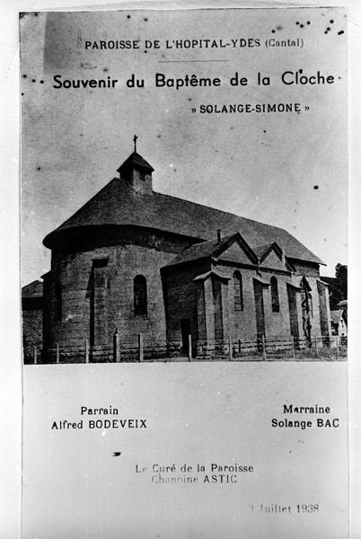 Paroisse de l'Hôpital-Ydes (Cantal). Souvenir du baptême de la cloche «Solange-Simone».