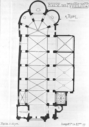 Eglise des Marthurets à Riom. Plan de 0,01 p.m..