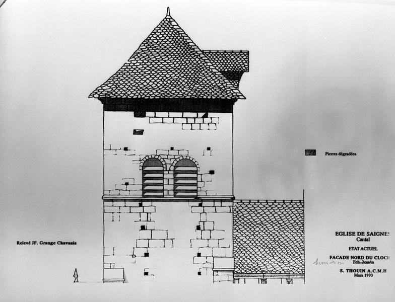 Etat projeté, façade nord du clocher