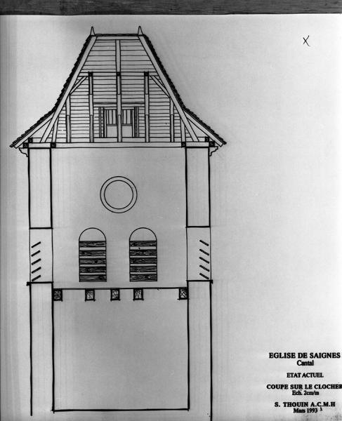 Etat projeté, coupe sur le clocher