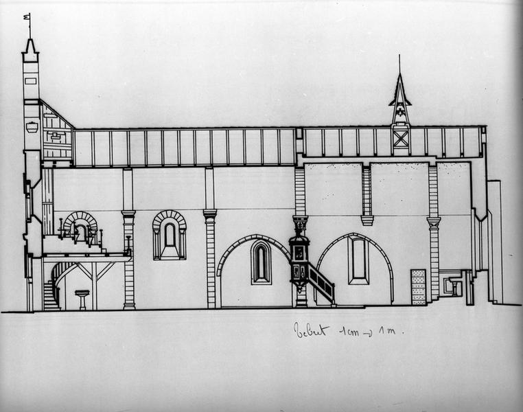 Coupe longitudinale de l'église