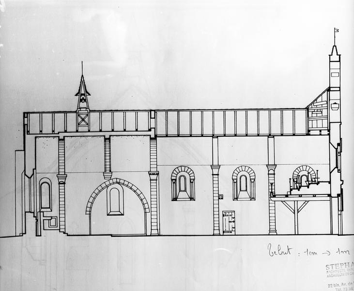 Coupe longitudinale de l'église