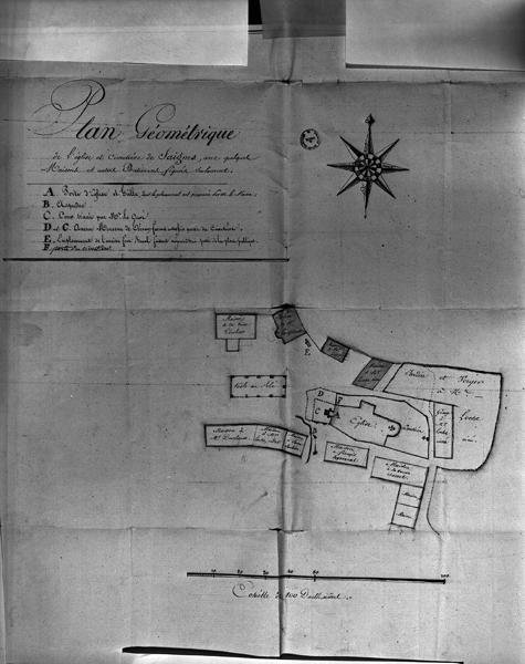 Plan gémoétrique de l'église et cimetière de Saignes