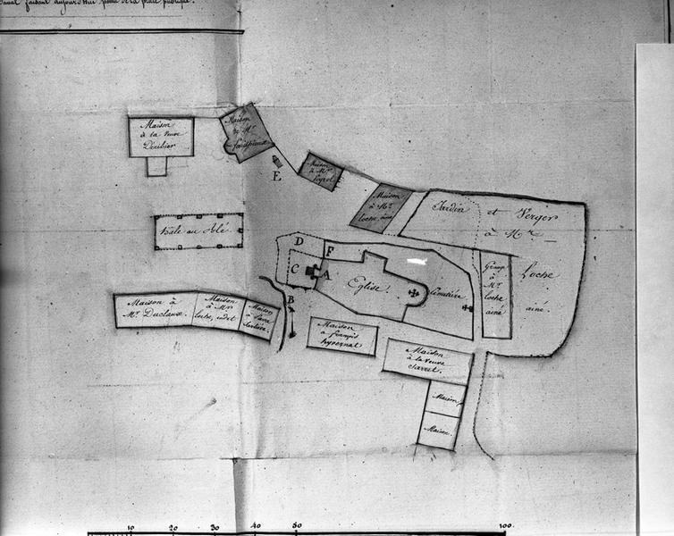 Plan gémoétrique de l'église et cimetière de Saignes[détail]