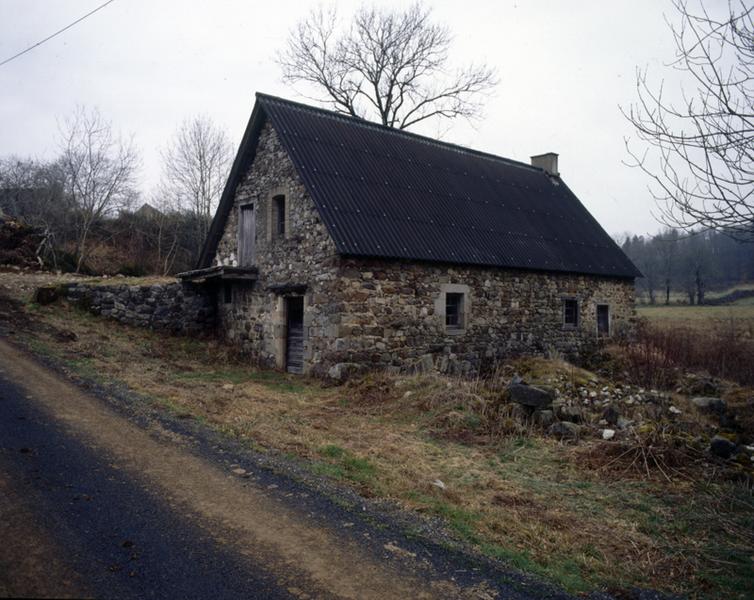 Vue générale de trois-quarts, les deux coursiers passent sous le moulin et se rejoignent en amont.