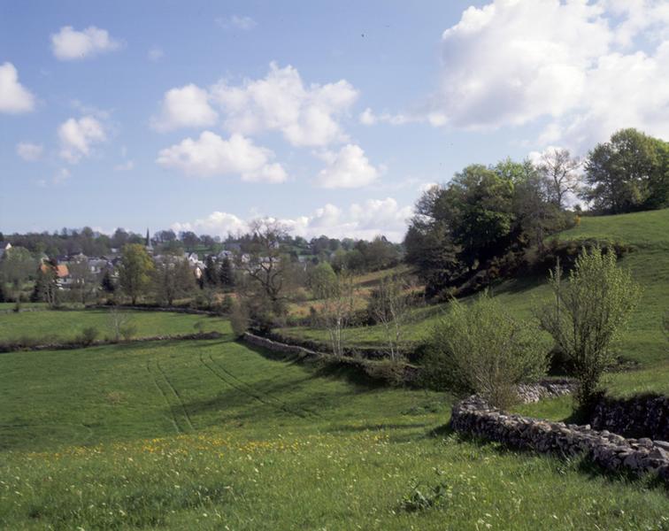 Le bourg depuis Antijoux Au 1er plan, l'ancien chemin de Cros