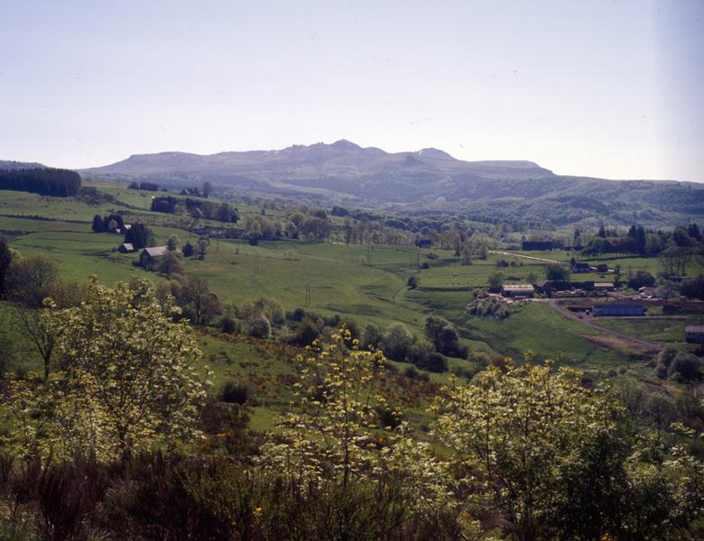 Paysage à l'est de la colline de Natzy, vue sur le massif du Sancy