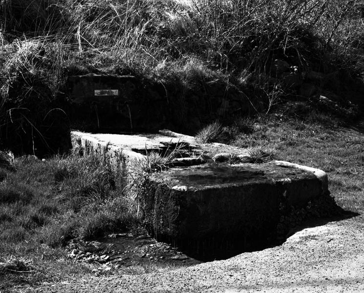 Vue générale d'une fontaine-abreuvoir à Jugheat, sur la commune de Saint-Bonnet-près-Orcival.