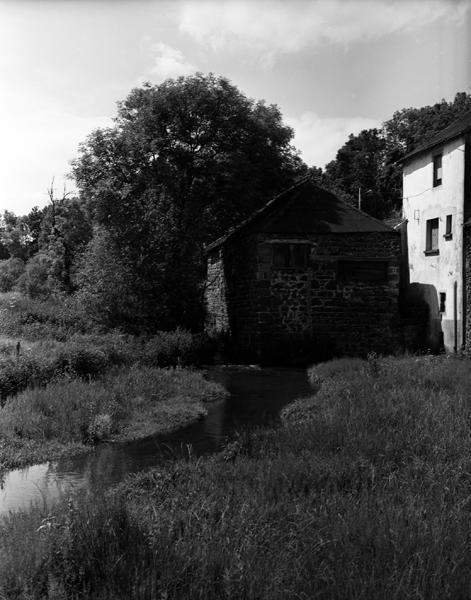 Vue générale d'un ancien moulin et de son bief (AB 250, Les Moulins, Ceyssat).