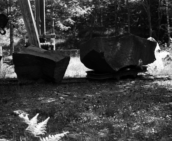 Détail de blocs d'andésite, dans le site de l'ancienne carrière du Bois des Amontées.