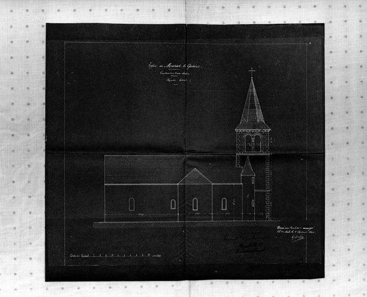 Eglise de Murat-le-Quaire Construction d'un clocher Façade latérale