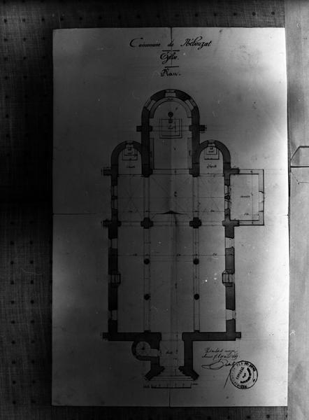 Commune de Nébouzat. Eglise. Plan. [Projet de construction d'une nouvelle église paroissiale].