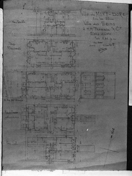 Ville du Mont-Dore. Puy-de-Dôme. Villa des Bains à M.M. Thèvenin & Cie. Plans divers