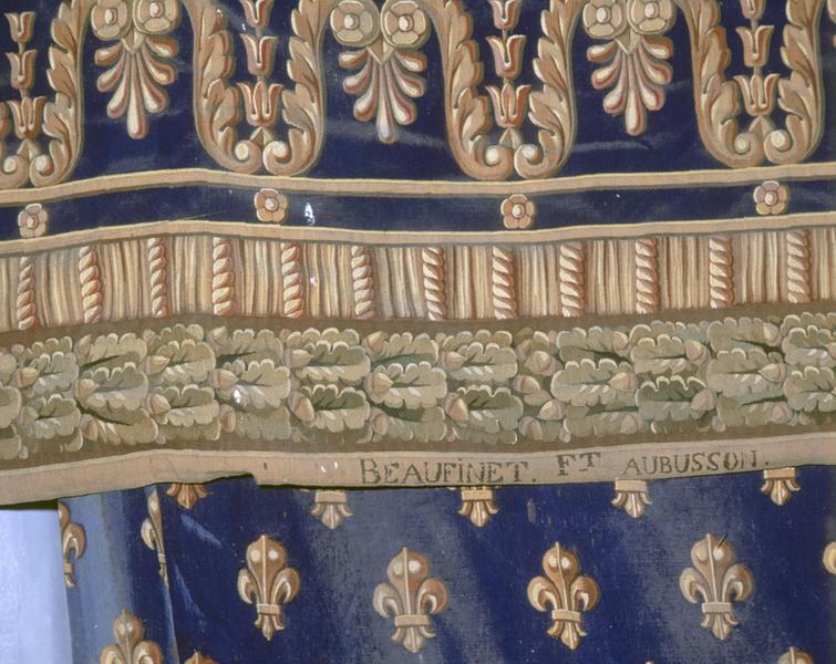 Détail de la marque d'atelier et de la marque liée au lieu d'exécution : Beaufinet f[eci]t Aubusson.