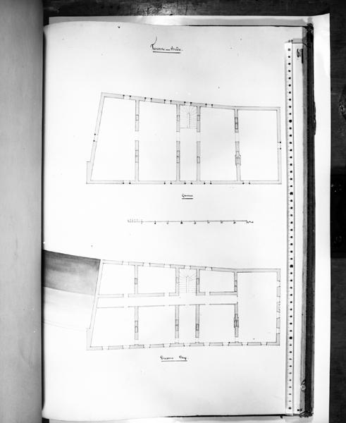 Projet d'aménagement : plans du deuxième étage et de l'étage de comble.