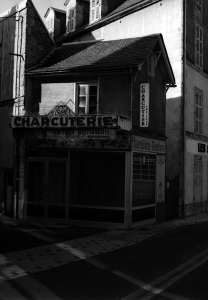 La Bourboule : enseigne-décor en mosaïque d'une boucherie-charcuterie