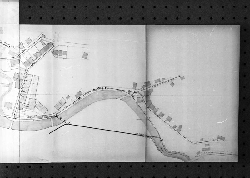 La Bourboule (rive gauche). Plan de la ville pour le premier projet d'assainissement (détail).