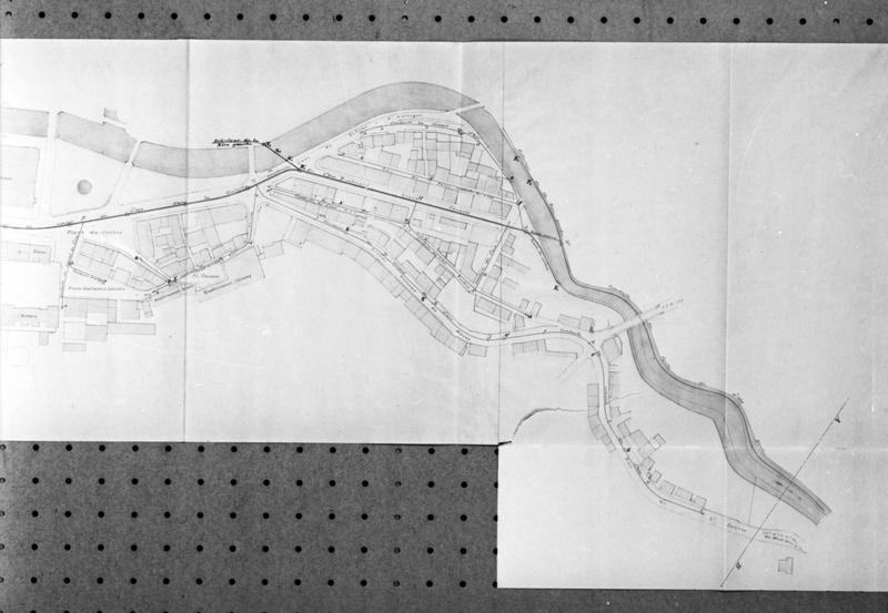 La Bourboule (rive droite). Plan de la ville pour le premier projet d'assainissement (détail).