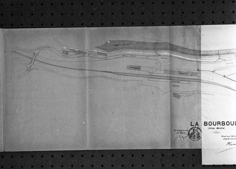 La Bourboule (rive droite). Plan de la ville pour le premier projet d'assainissement (détail).