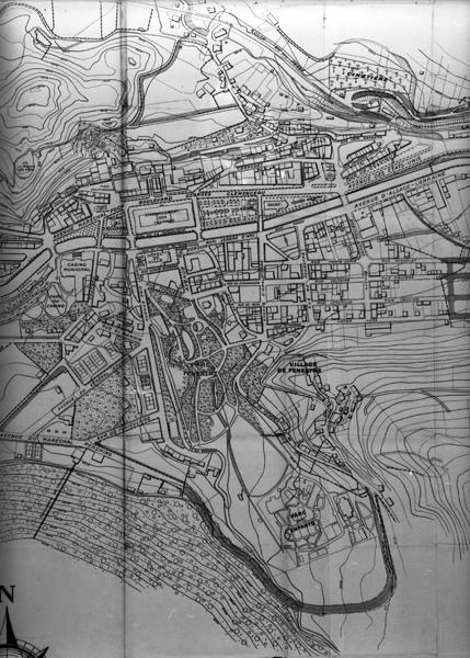 Plan de la ville et de ses abords pour le projet d'aménagement, d'extension et d'embellissement de La Bourboule [détail].
