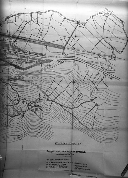 Plan de la ville et de ses abords pour le projet d'aménagement, d'extension et d'embellissement de La Bourboule [détail].