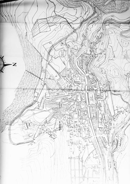 Plan de la ville et de ses abords pour le projet d'aménagement, d'extension et d'embellissement de La Bourboule [détail].