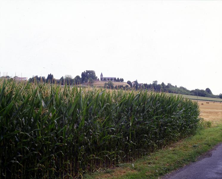 Vue de la motte sur laquelle s'élève l'église du bourg