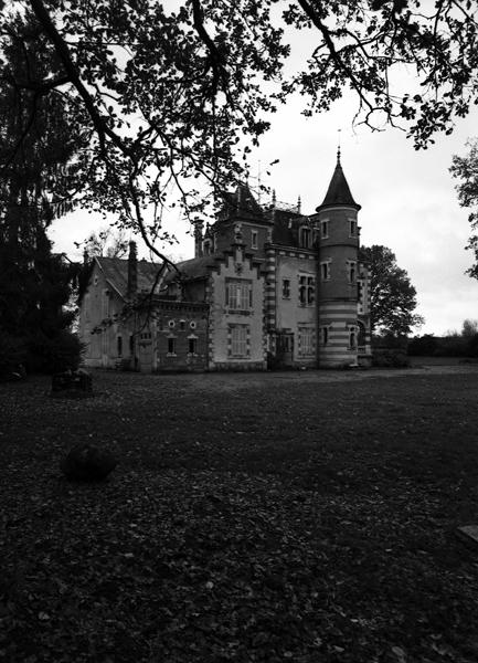 Vue de trois quarts de la façade postérieure et de la façade est de la villa.