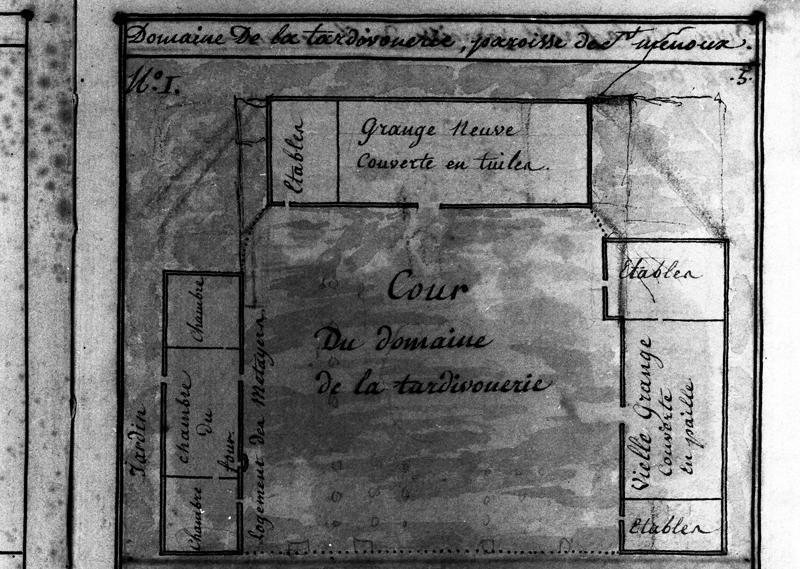 Plan à terre des bâtiments de la ferme de la Tardivonnerie