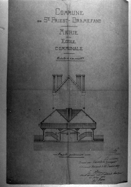 Ecole communale Elévation de la façade postérieure