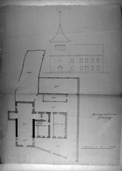 Plans et élévations de l'église et du presbytère