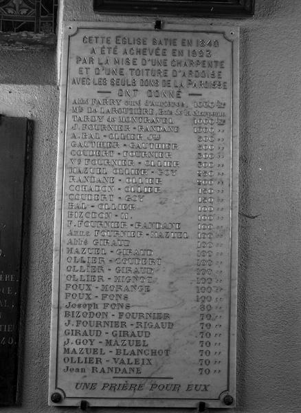 Plaques commémoratives (plaques de fondation de l'église)