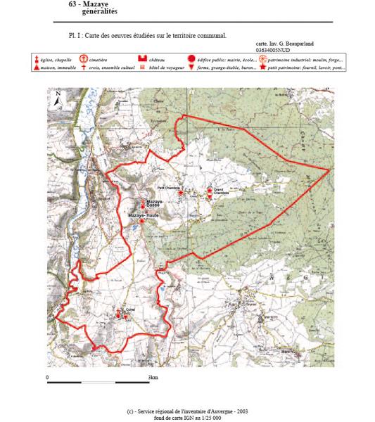 Carte des oeuvres étudiées sur le territoire communal