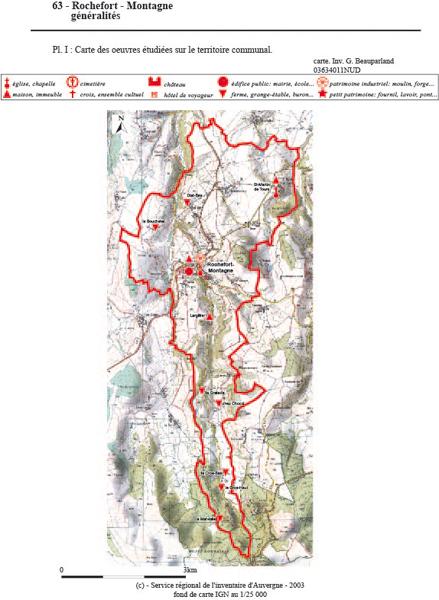 Carte des oeuvres étudiées sur le territoire communal