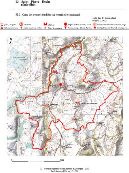 Carte des oeuvres étudiées sur le territoire communal