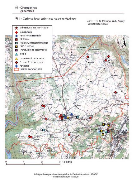 Carte de localisation des oeuvres étudiées