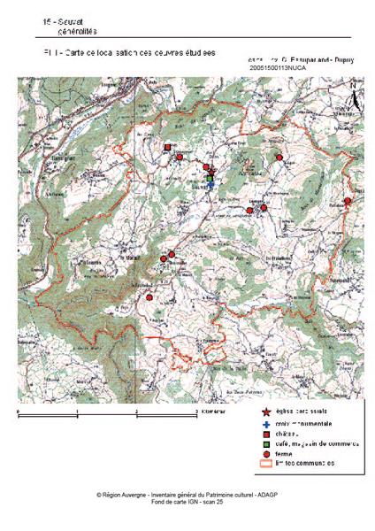 Carte de localisation des oeuvres étudiées