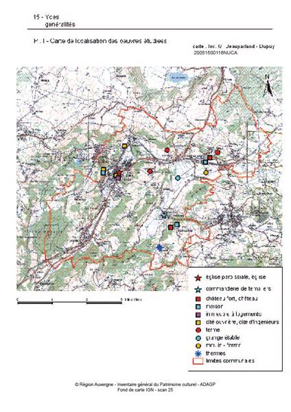 Carte de localisation des oeuvres étudiées