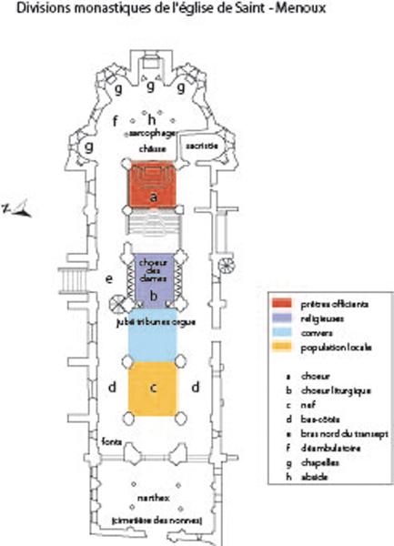 divisions monastiques de l'église paroissiale de Saint-Menoux