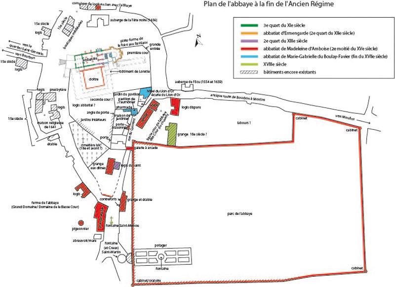 plan de l'abbaye à la fin de l'Ancien Régime