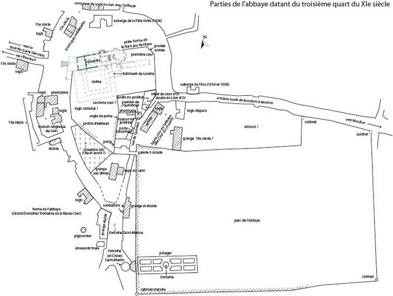 parties de l'abbaye datant du troisième quart du XIe siècle