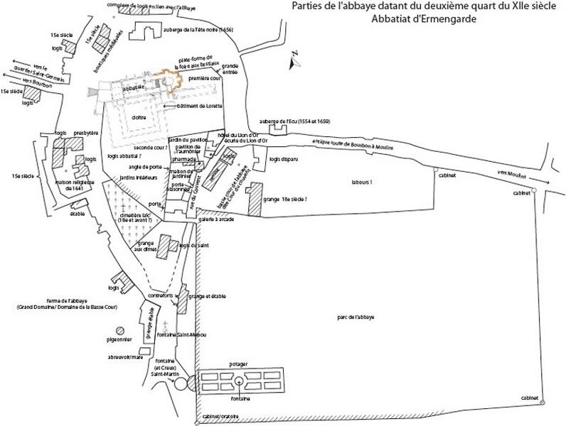 parties de l'abbaye datant du deuxième quart du XIIe siècle, Abbatiat d'Ermengarde