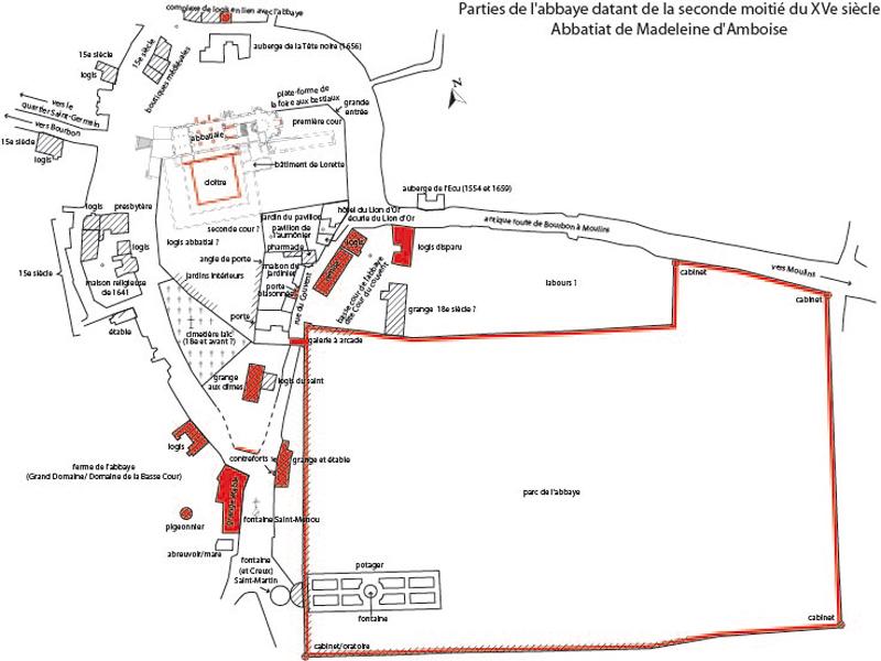 parties de l'abbaye datant de la seconde moitié du XVe siècle, Abbatiat de Madeleine d'Amboise