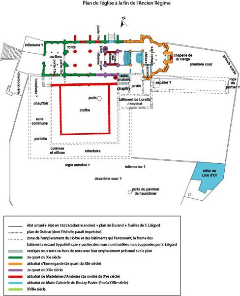 plan de l'église à la fin de l'Ancien Régime