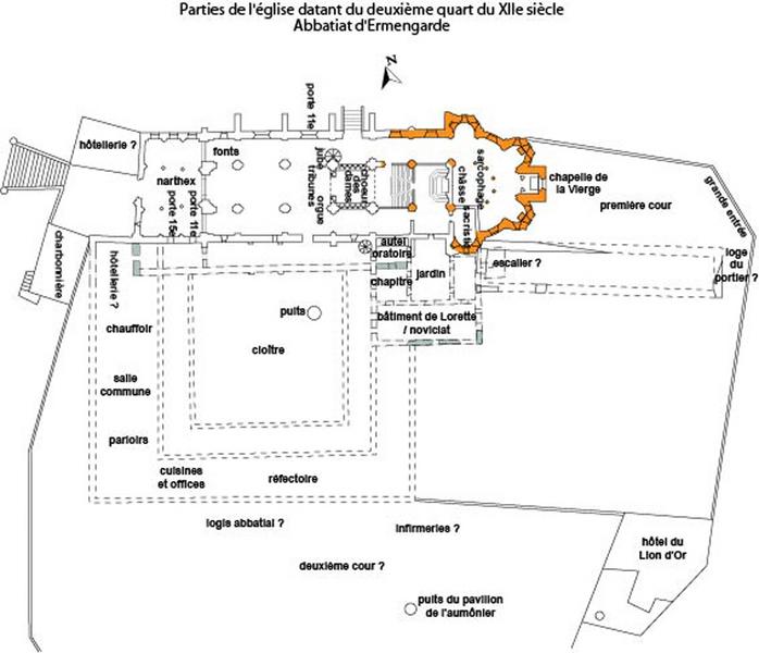 parties de l'église datant du deuxième quart du XIIe siècle, Abbatiat d'Ermengarde