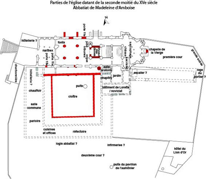 parties de l'église datant de la seconde moitié du XVe siècle, Abbatiat de Madeleine d'Amboise