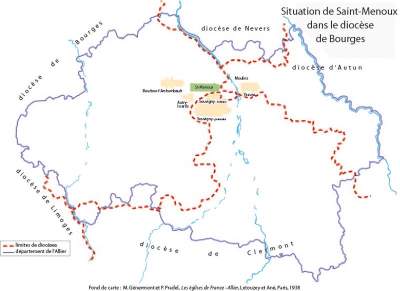 situation de Saint-Menoux dans le diocèse de Bourges