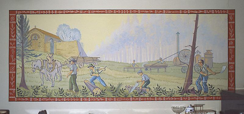 peinture murale : 5 panneaux : locomobile