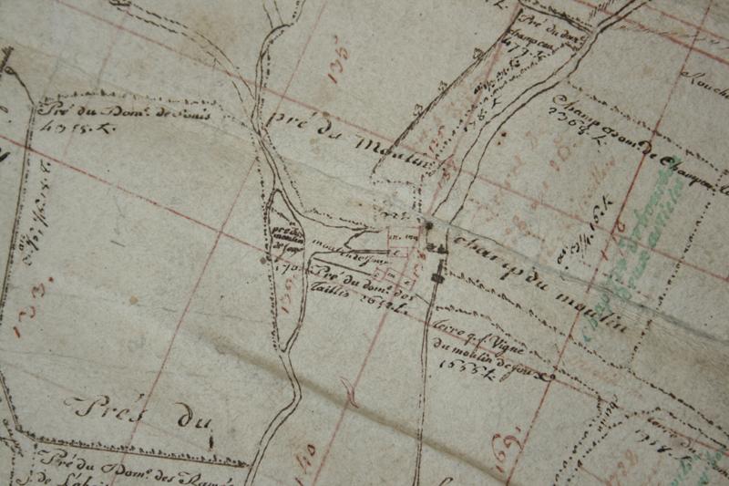 Plan des terres et du moulin à eau de Joux